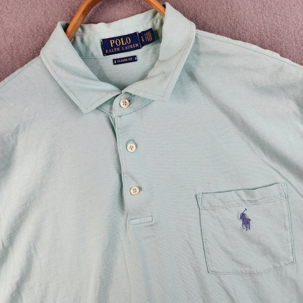 Polo Ralph Lauren Mens Classic Fit Short Sleeve Polo Shirt Light Blue‎ XL
